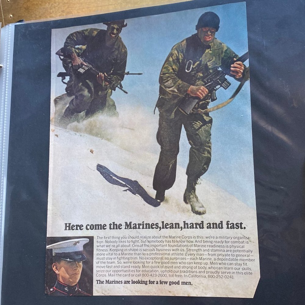 Vintage 70s Sport Magazine Marines Ad Poster